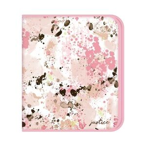 Justice Pink Foil Splatter-Paint 3-Ring, 2" Binder with Zipper